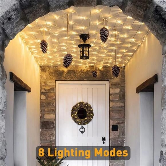 198 Led 9.8ft x 6.6ft Net Lights, Connectable 8 Lighting Twinkle Modes Lights - Picture 3 of 7